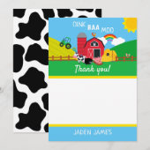 農場の動物 誕生日お礼メッセージ サンキューカード (正面/裏面)