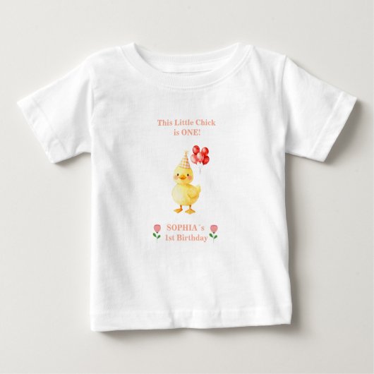 農場の動物 誕生日少女Tシャツ 編集可能 ベビーTシャツ (正面)