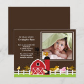 農場の動物 赤ちゃん男の子 誕生写真のお知らせ 案内状 (正面/裏面)