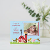 農場の動物 赤ちゃん男の子 誕生写真のお知らせ 案内状 (スタンド正面)