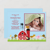 農場の動物 赤ちゃん男の子 誕生写真のお知らせ 案内状 (正面/裏面)