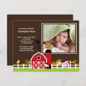 農場の動物 赤ちゃん男の子 誕生写真 お知らせ 案内状 (正面/裏面)