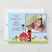 農場の動物 赤ちゃん 男の子 誕生写真 お知らせ 案内状 (正面)