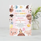 農場の動物 風船 牧場 誕生日パーティー 招待状 (スタンド正面)
