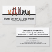 農場の動物 馬 ロバ 猫 犬 ウサギ 名刺 (正面/裏面)