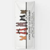 農場の動物 馬 ロバ 猫 犬 ウサギ 横断幕 (縦)