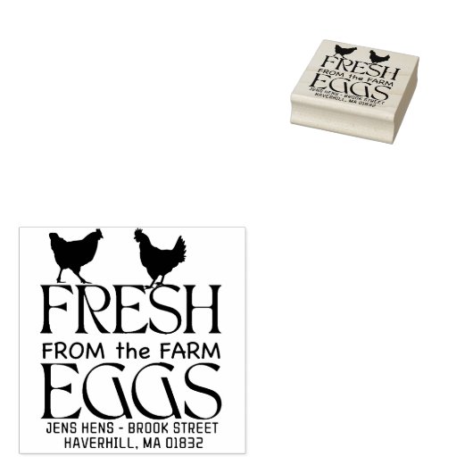 農場の卵のカートンのラベルから新規にパーソナライズ ラバースタンプ (押印)