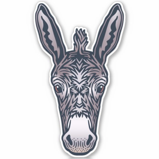 農場の友だちロバの顔 シール (正面)