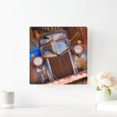 農場の古いさびたトラック スクエア壁時計 (ホーム)