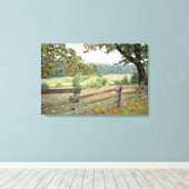 農場の古いフェンス キャンバスプリント (インサイチュ (ウッドフロア))