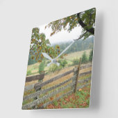 農場の古い塀 スクエア壁時計 (傾斜)