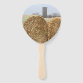 農場の大きな丸い干し草の葉 ハンドファン (裏面)