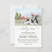 農場の女の子の赤ちゃんシャワーの神聖な牛 招待状 (正面)