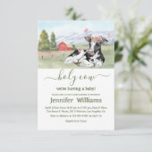 農場の女の子の赤ちゃんシャワーの神聖な牛 招待状 (スタンド正面)