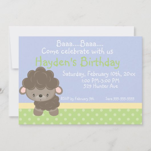 農場の子ヒツジの誕生日の男の子の招待状を騙します 招待状 (正面)