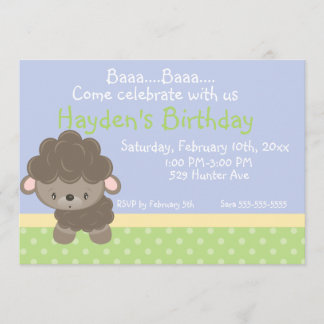 農場の子ヒツジの誕生日の男の子の招待状を騙します 招待状