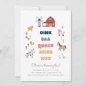 農場の子供たちのおもしろい2回目の誕生日 招待状 (正面)