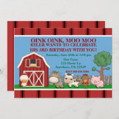 農場の子供の誕生日の招待状で 招待状 (正面/裏面)