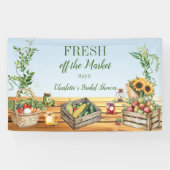 農場の市場スタイルのブライダルシャワー 新鮮な市場から届いたばかり 横断幕 (横)