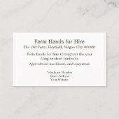 農場の建築業者の名刺 名刺 (裏面)