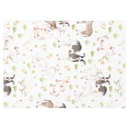 農場の手描きの水彩画動物 テーブルクロス (正面(横))