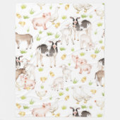 農場の手描きの水彩画動物 フリースブランケット (正面)