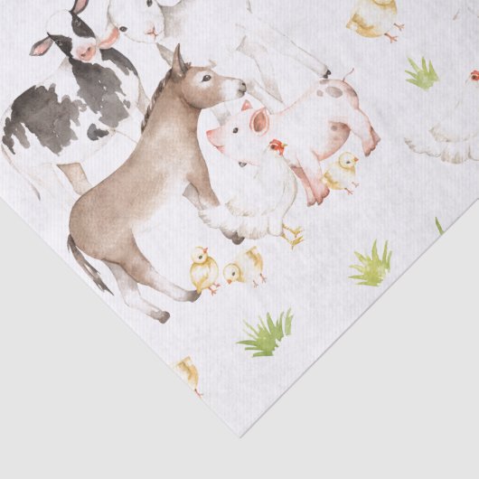 農場の手描きの水彩画動物 薄葉紙 (詳細)