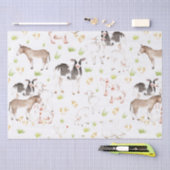 農場の手描きの水彩画動物 薄葉紙 (クラフト)