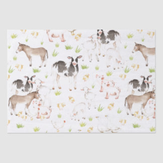 農場の手描きの水彩画動物 薄葉紙