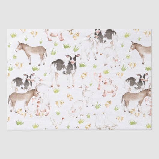 農場の手描きの水彩画動物 薄葉紙 (正面)