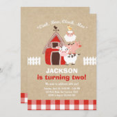 農場の招待状の誕生日の古いマクドナルドの国 招待状 (正面/裏面)