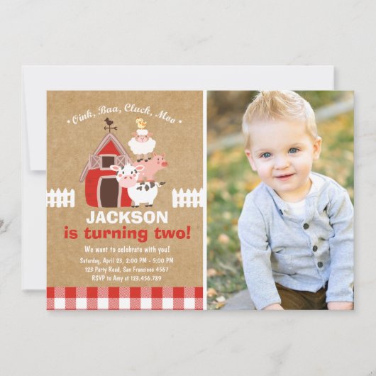 農場の招待状の誕生日の古いマクドナルドの国 招待状 (正面)