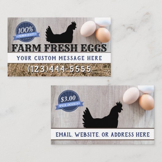 農場の新しい優れた質の鶏はモダンに卵を投げつけます 名刺 (正面/裏面)