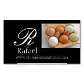 農場の新しい卵のエレガントな一流のモノグラムビジネス マグネット名刺 (正面)