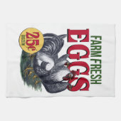 農場の新しい卵、台所タオル、フランスのなオンドリ キッチンタオル (横)