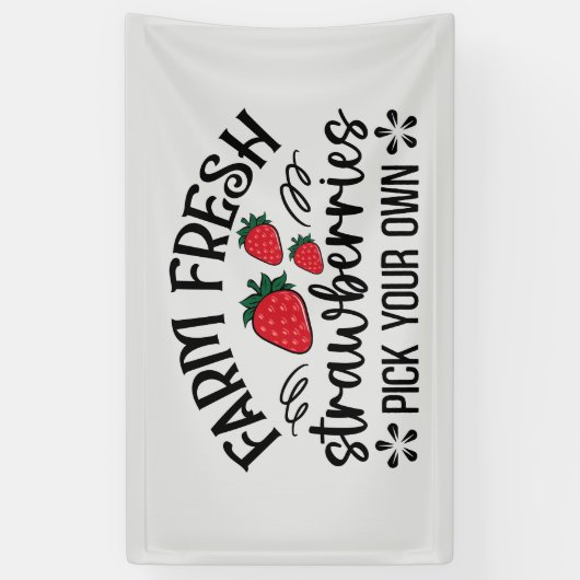 農場の新鮮なイチゴは自分のワードアートを選ぶ 横断幕 (縦)