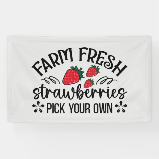 農場の新鮮なイチゴは自分のワードアートを選ぶ 横断幕 (横)
