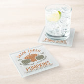 農場の新鮮なカボチャ | 手摘み ガラスコースター (アングル)