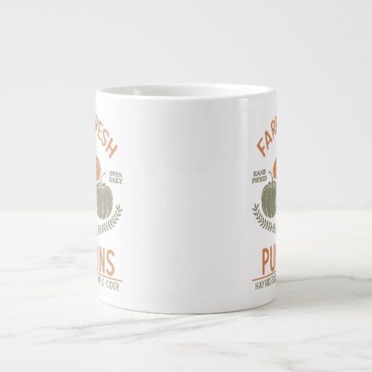 農場の新鮮なカボチャ | 手摘み ジャンボコーヒーマグカップ (正面)