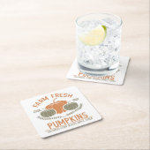 農場の新鮮なカボチャ | 手摘み スクエアペーパーコースター (インサイチュ)