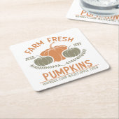 農場の新鮮なカボチャ | 手摘み スクエアペーパーコースター (アングル)