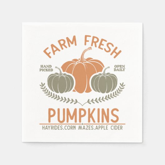 農場の新鮮なカボチャ | 手摘み スタンダードカクテルナプキン (正面)