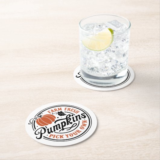 農場の新鮮なカボチャ、自分の選択 ラウンドペーパーコースター (インサイチュ)