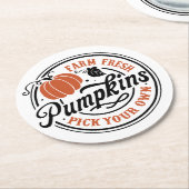 農場の新鮮なカボチャ、自分の選択 ラウンドペーパーコースター (アングル)