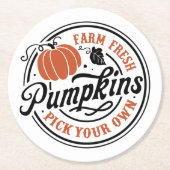 農場の新鮮なカボチャ、自分の選択 ラウンドペーパーコースター (正面)