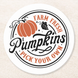 農場の新鮮なカボチャ、自分の選択 ラウンドペーパーコースター