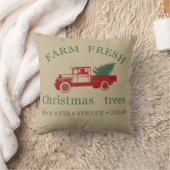 農場の新鮮なクラシックヴィンテージ赤いトラック松の木 クッション (ブランケット)