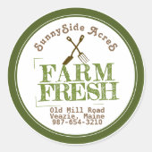 農場の新鮮な'スタンプ'白の上に退色した緑 ラウンドシール (正面)