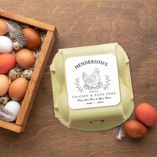 農場の新鮮な卵カスタムラベル、卵の箱 スクエアシール