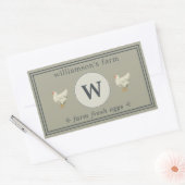 農場の新鮮な卵 モノグラム卵カートン モスグレー 長方形シール (封筒)